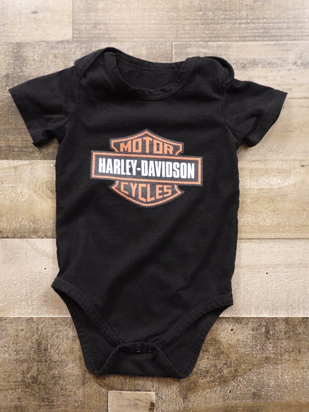 Harley-Davidson Baby Bodysuit Infant 6M Black Bar & Shield Logo One Piece